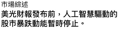 市場綜述美光財報發布前,人工智慧驅動的股市暴跌動能暫時停止。