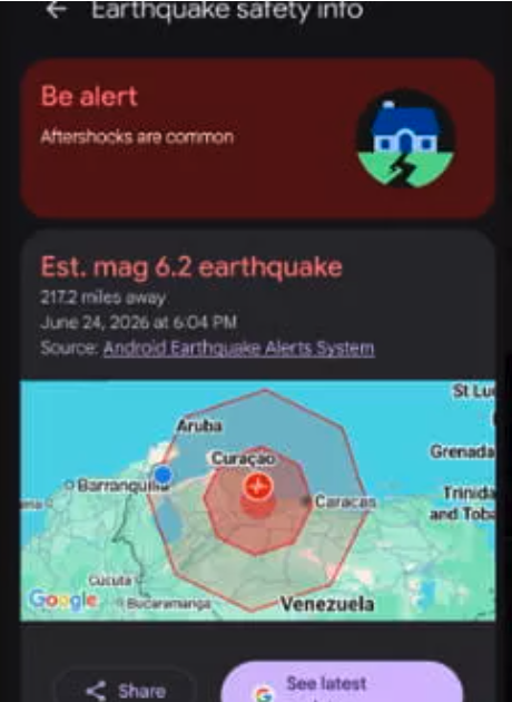 arthquake SaTety info Bealert上Aiershocks we common品Est. mag 6.2 earthquake Arvha說當!