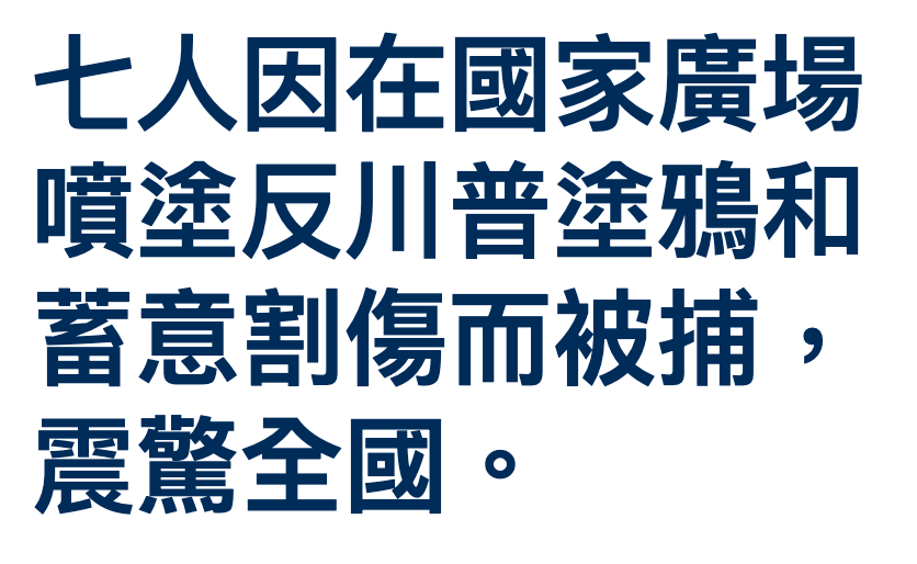 七人因在國家廣場音意割傷而被捕,震驚全國。
