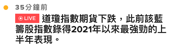 9 35分鐘前還道殃指數期貨下跌,此前該藍籌股指數錄得2021年以來最強勁的上半年表現。
