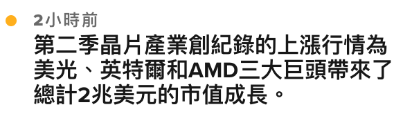 2小時前第二季晶片產業創紀錄的上漲行情為美光、英特爾和AMD三大巨頭帶來了總計2兆美元的市值成長。