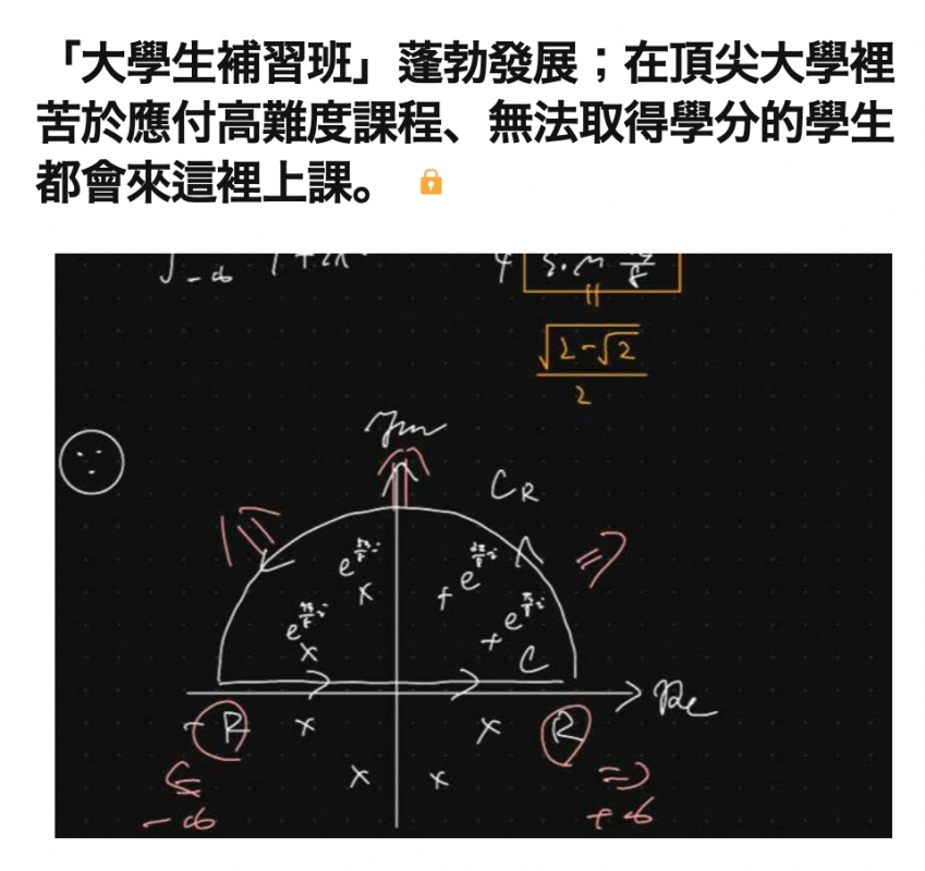 「大學生補習班」蓬勃發展在頂尖大學裡苦於應付高難度課程、無法取得學分的學生都會來這裡上課。