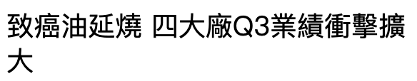 致癌油延燒四大廠Q3業績衝擊擴大