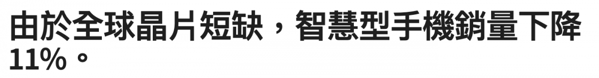 由於全球晶片短缺,智慧型手機銷量下降
