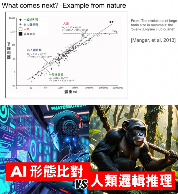 AI ~ 不同物種之間的大腦與體重的比例關係。
大多數哺乳動物遵循一種特定的 Scaling 模式 ...