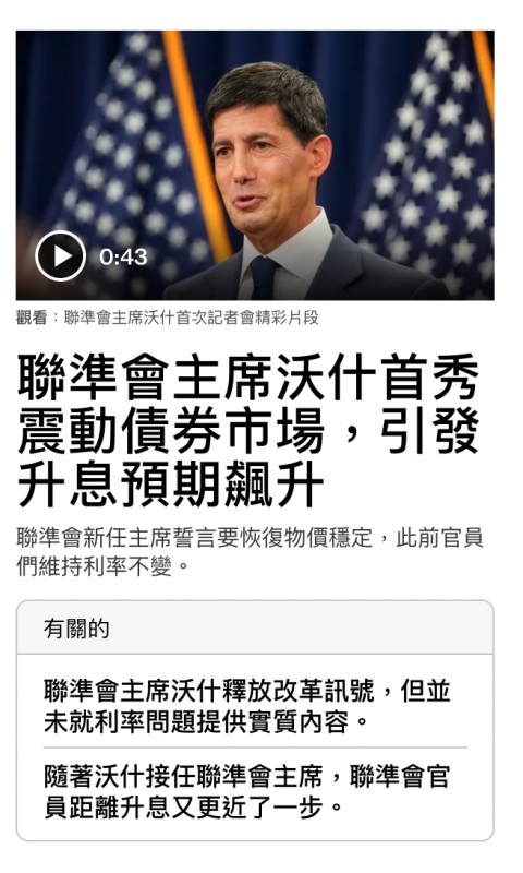 聯準會主席沃什首秀