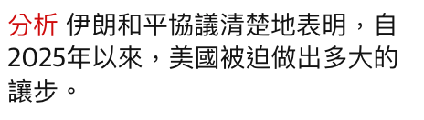 分析伊朗和平協議清楚地表明,自2025年以來,美國被迫做出多大的讓步。