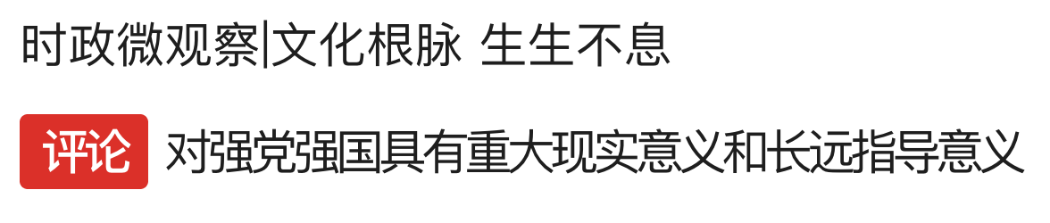 時政微觀察文化根脈生生不息ED)對強光強國具有重大現它意義和藤遠指導意義